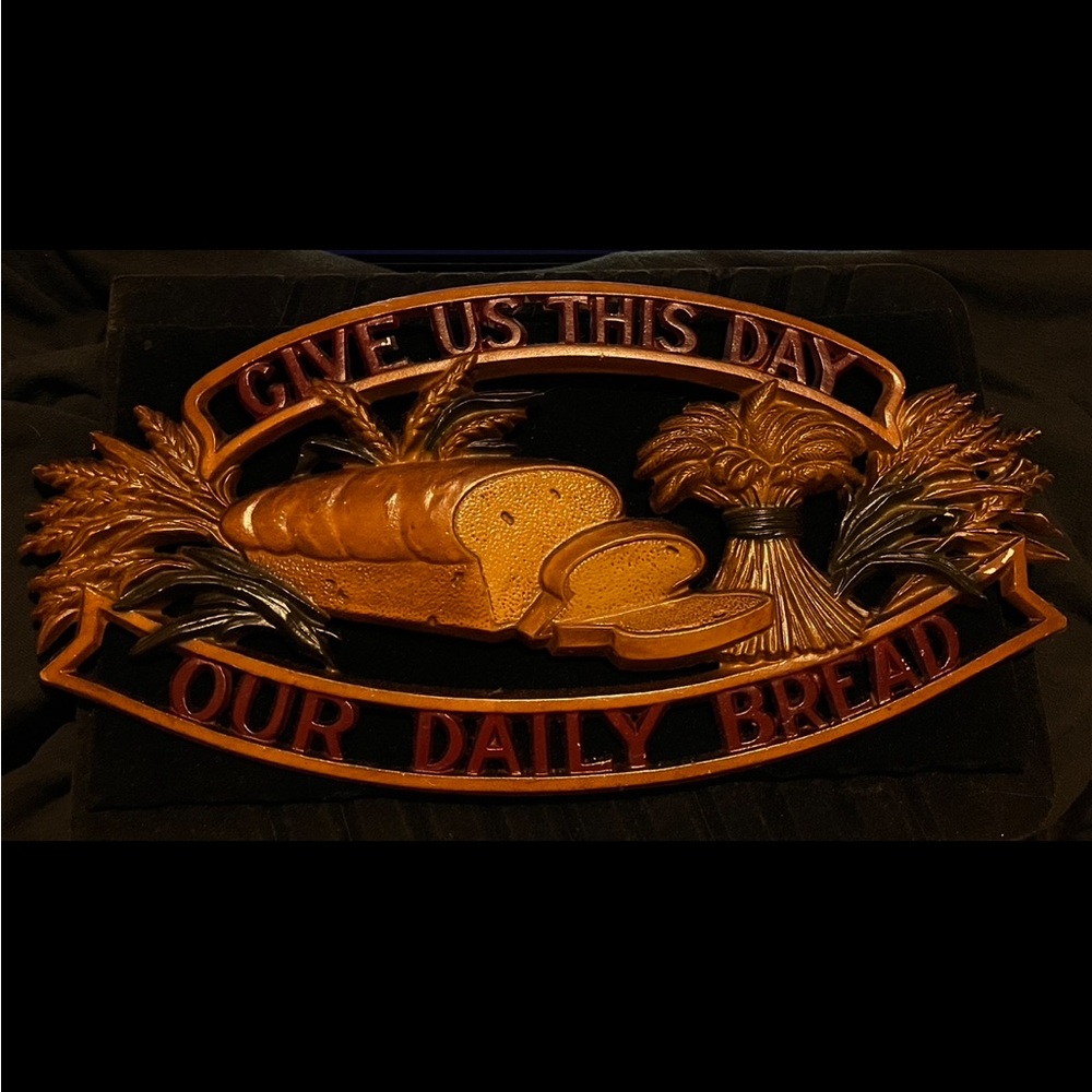 Sexton Vintage Bread and Wheat Wall Plaque “Give Us This Day, Our Daily Bread”